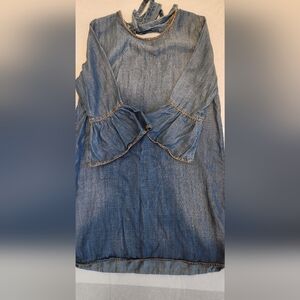 Chelsea & Violet Denim Dress With Bell Sleeves And Deep V Back Size Small